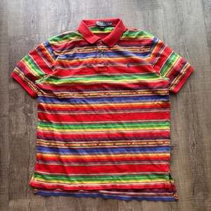 Vintage Polo Ralph Lauren Aztec Southwestern Striped Polo Shirt XL